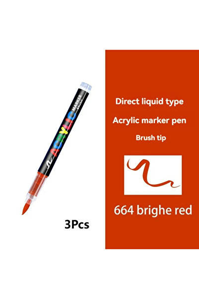 Choice1 Red-3Pcs 3Pcs Acrylic White/Black/Red/Blue Marker Brush Pens Art Mark...