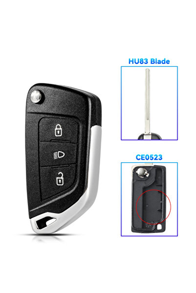 choice2 مفتاح 3B CE0523 HU83 خفيف الوزن لسيارات بيجو 107، 207، 307، 407، 306،...