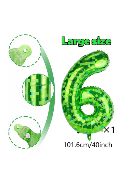Choice4 40inch 6 40inch green pixel digital balloon 0-9 pixel miner themed bi...