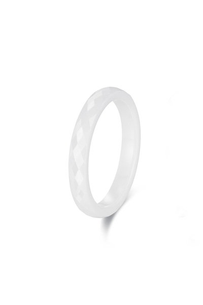 Choice 5 WHITE 3mm Thin Stackable Ceramic Ring Women Black White Pink Green P...