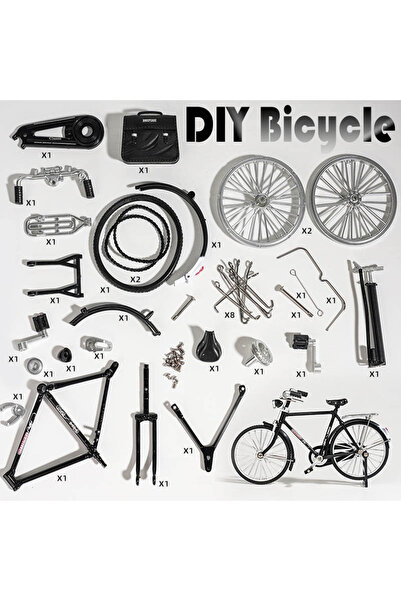 Choice DIY Bicycle Black Simulation retro 28 metal die-cast bicycle model cre...