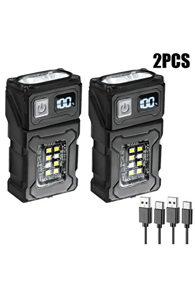 Choice1 2PCS MINI USB Rechargeable LED Flashlight Portable Tail Magnet Flashl...