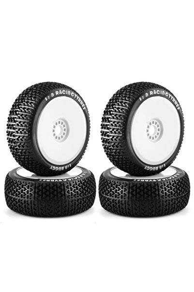 Choice WHITE 4Pcs 1/8 4WD Nitro Off Road Buggy Tires Wheel Rims 17mm Hex for ...