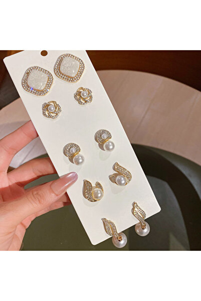 Choice 10 Pcs set 9 6/10/12 Pcs Simulated Pearl Round Square Stud Earrings Sm...