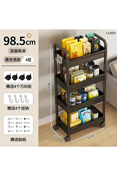 Choice Black 4 Household Multi-layer Small Cart Storage Rack Floor To Floor K...