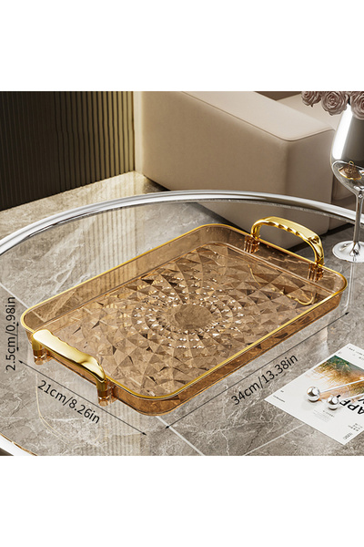 Choice1 WORTHBUY Gold L WORTHBUY Light Luxury Clear Serving Tray Plastic Frui...