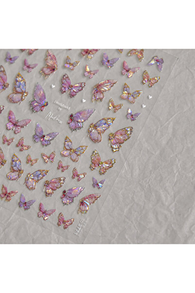 Choice10 1pcs Shiny Butterfly Nail Parts Sticker 5D Shell Light Nail Art Stic...
