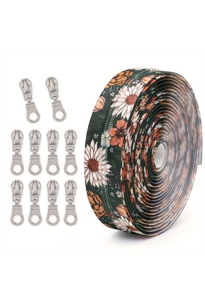 Choice Sliver slider 1 set of -4.5m zipper + 10 zipper heads, 5 #zipper set, ...