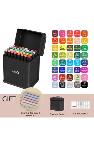 Choice 40PCS 24-262 Colors Alcohol Drawing Markers Dual Tip Permanent Art Ske...