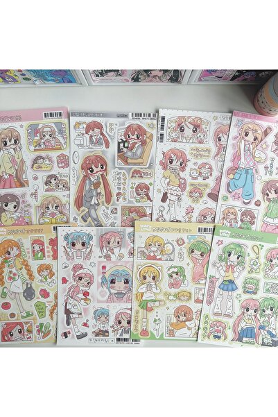 Choice8 8PCS 1/8PCS Korean Cute Cartoon Girl Character Stickers Hand Account ...