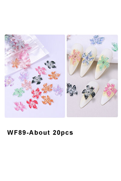 Choice WF89-20 قطعة 20/50/100 قطعة زينة أظافر على شكل زهرة الكركديه الملونة ث...
