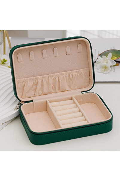 Choice 16x11x5cm green Fashion Women Portable Travel Jewelry Box PU Leather N...