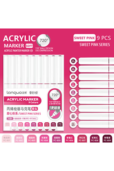 Choice4 Sweet Pink 9 Colors/Set Acrylic Paint Art Marker Pen DIY Graffiti Dra...