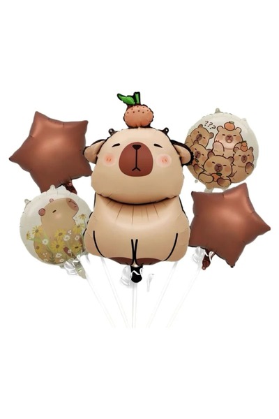 Choice7 as the picture 5PCS 1set Cartoon Animal Capybara Aluminum Foil Balloo...
