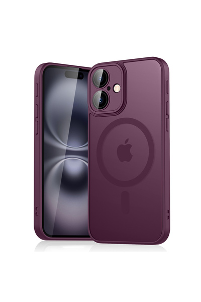 Choice For iPhone 12 Wine Red Luxury Magnetic Matte Translucent Armor Shockpr...