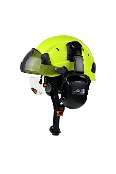 choice2 Green A Set CE Safety Helmet With Built-In Goggles Earmuffs Hard Hat ...