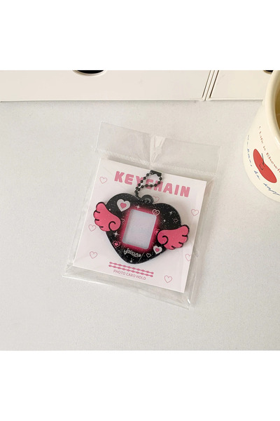 Choice ABlack Portable Glitter Star Acrylic Photocard Holder Keychain 1-Inch ...