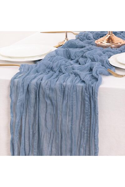 Choice19 90x300cm Gray blue 1PC Gauze Voile Table Runner Boho Pink Blue Chees...