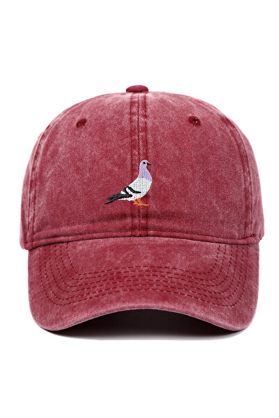 Choice Burgundy Baseball cap suitable for all seasons, pigeon embroidery patt...