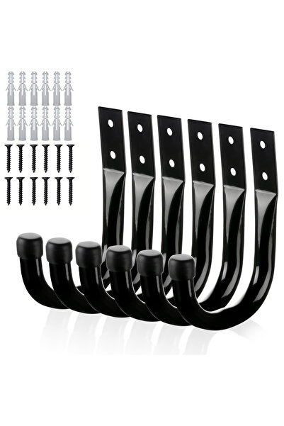 Choice Black-6Pcs 6 Pieces/10 Pieces Heavy-Duty Garage Storage Hooks, Industr...