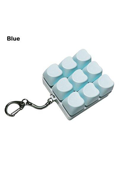Choice Blue 9Keys Button Keycap Fidget Keychain Finger Keyboard Caps Toy Clic...