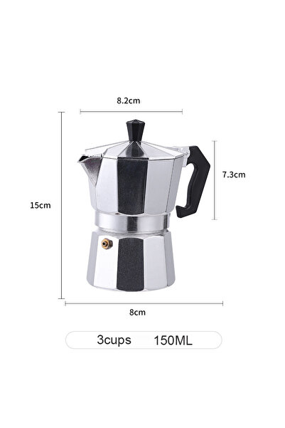 Choice 150ML Aluminum Coffee Kettle Latte Percolator Home Italian Octagonal M...
