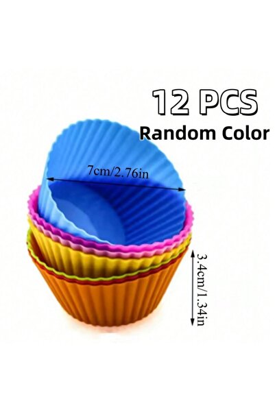 choice2 12PCS-Round 6/12pcs Silicone Cupcake Liners Reusable Baking Cups Nons...