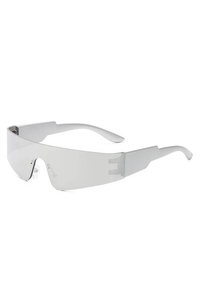 Choice3 silver Cycling Punk One Piece Sunglasses Women Goggle Mirrored Y2K Su...