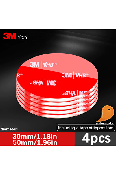 3M شريط لاصق مزدوج الجوانب دائري بقطر 30 مم - 4 قطع - شفاف - قوة التصاق عالية...