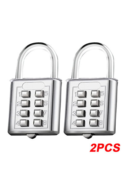 Choice1 Silver 2PCS 8 Digits Password Code Outdoor Combination Padlock Waterp...