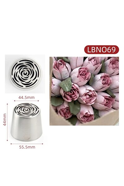 Choice3 Beige Stainless Steel Oversized Russian Piping Rose Pattern Icing Pas...