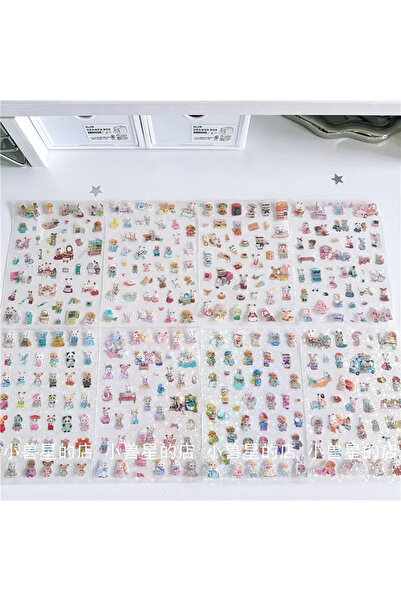 SYLVANIAN FAMILIES 8pcsX2 High-value Cute Double-transparent Sticker Scene De...