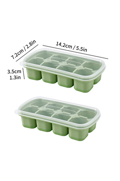 Choice8 WORTHBUY Green 2pcs Mini Silicone Ice Cube Tray With Lid Reusable 8 G...