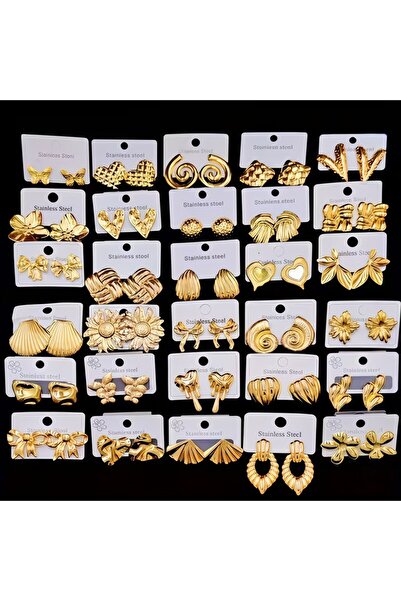 Choice 30Pairs Gold Color 10/20/30Pairs Fashion Stainless Steel Heart Flowers...