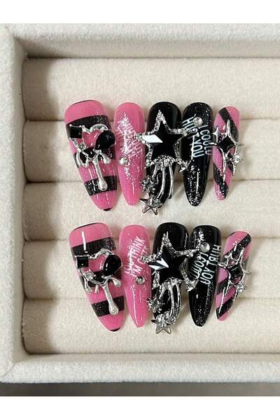 choice2 S 10 Pieces Of Long Water Drop Almond Tip Nails Handmade European And...
