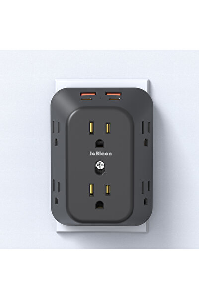 Choice US Plug Black US Plug Power Strip Multitap With 6 Outlets and 2 USB-A ...