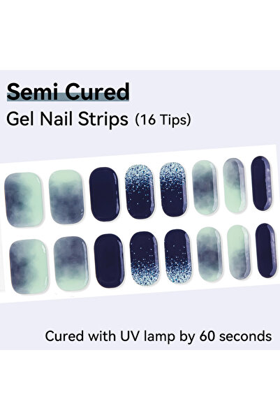 Choice NF240145 16Tips Semi-Cured Gel Nail Sticker Pure Color UV/LED Lamp Gel...