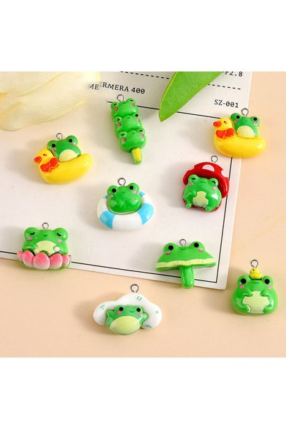 Choice Mixed packaging 10pcs Resin Animals Green Mushroom Frog Charms for Jew...