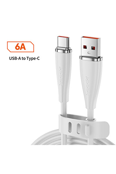 Toocki 1.2m White 6A USB Type C Cable PD 100W Fast Charging For S24 Ultra Mat...