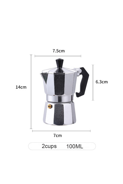 Choice 100ML Aluminum Coffee Kettle Latte Percolator Home Italian Octagonal M...