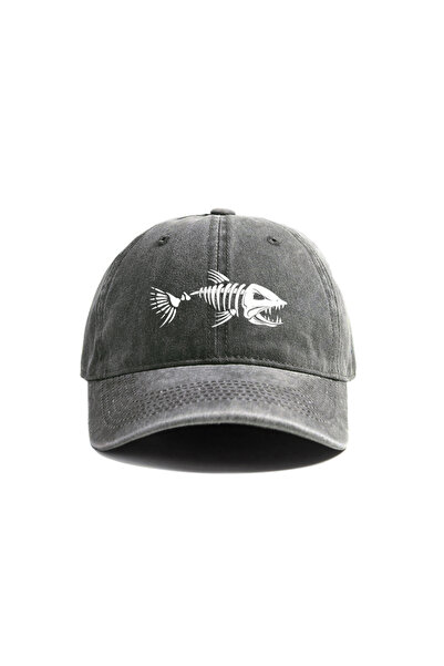 Choice3 Dark Grey Fish bone and fish bone printed baseball caps are ideal equ...