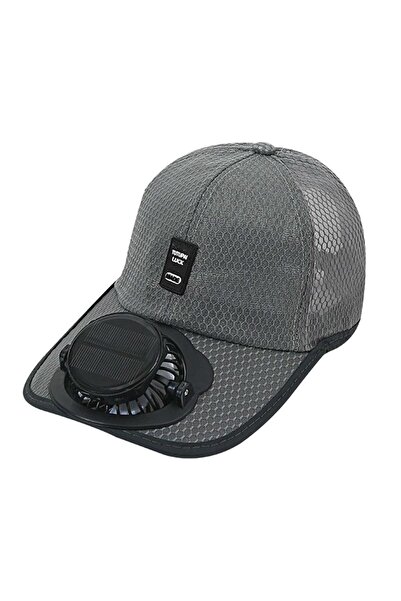 Choice1 Gray Solar Powered Cap with Fan Summer Breathable Mesh Sun Protection...