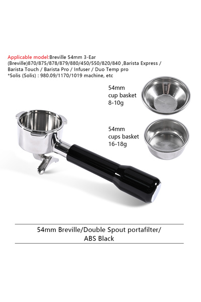 Choice5 54mm 3Ear Black 54mm Double Spout Coffee Portafilter Naked For Brevil...
