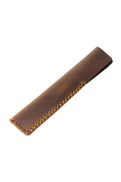 Choice Brown Handmade Genuine Leather Retro Cowhide Single Pencil Case Pen Ho...