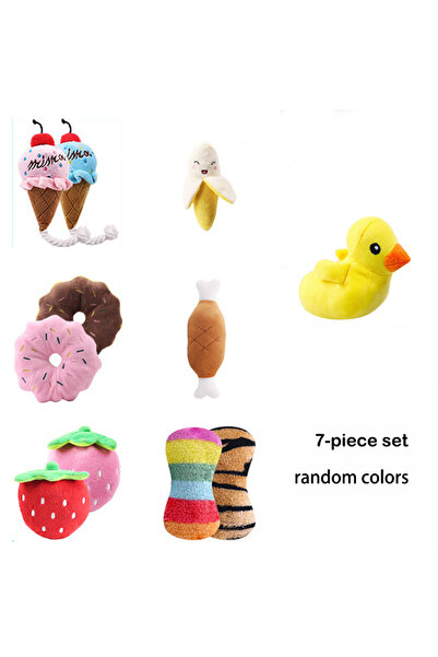Choice 7pcs 7-piece set of puppy sound toys loose plush pet chewing plush fru...