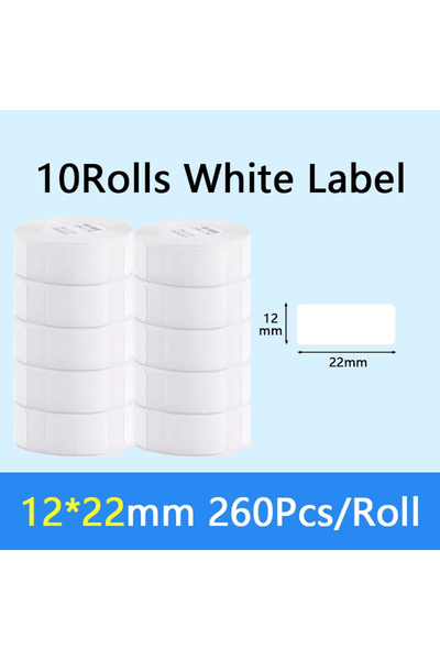 Choice1 10Rolls 12x22mm Niimbot Officia Label Sticker Paper 10 Rolls White Ta...