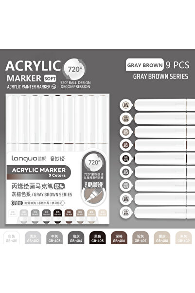choice2 Gray Brown 9 Colors/Set Acrylic Paint Art Marker Pen DIY Graffiti Dra...