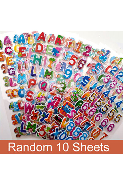 Choice PPT-10PCS-5SZ5ZM 10 Sheets Letters Numbers 3D Puffy Stickers English A...