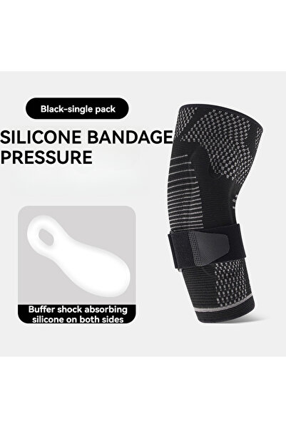 Choice L Black 1Pcs 3D Knit Breathable Elbow Brace Double Silicone Pads Adjus...