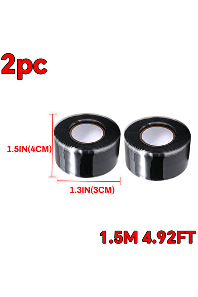 Choice6 black 25mmx15mx2pc Seal Self Fusing Silicone Tape Weatherproof Self F...